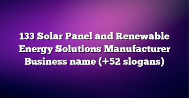 133 Solar Panel and Renewable Energy Solutions Manufacturer Business name (+52 slogans)